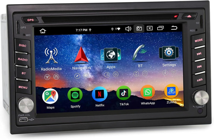 Erisin 8-Kern 4GB RAM+64GB ROM Universal Doppel Din Android 14 Autoradio mit CD Player GPS Navigatio