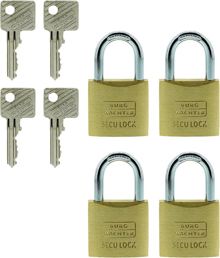 BURG WÄCHTER Vorhangschloss-Set 405 Quadro, 30 mm SB-4, 1 Stück,QUADRO 405 30 GL SB