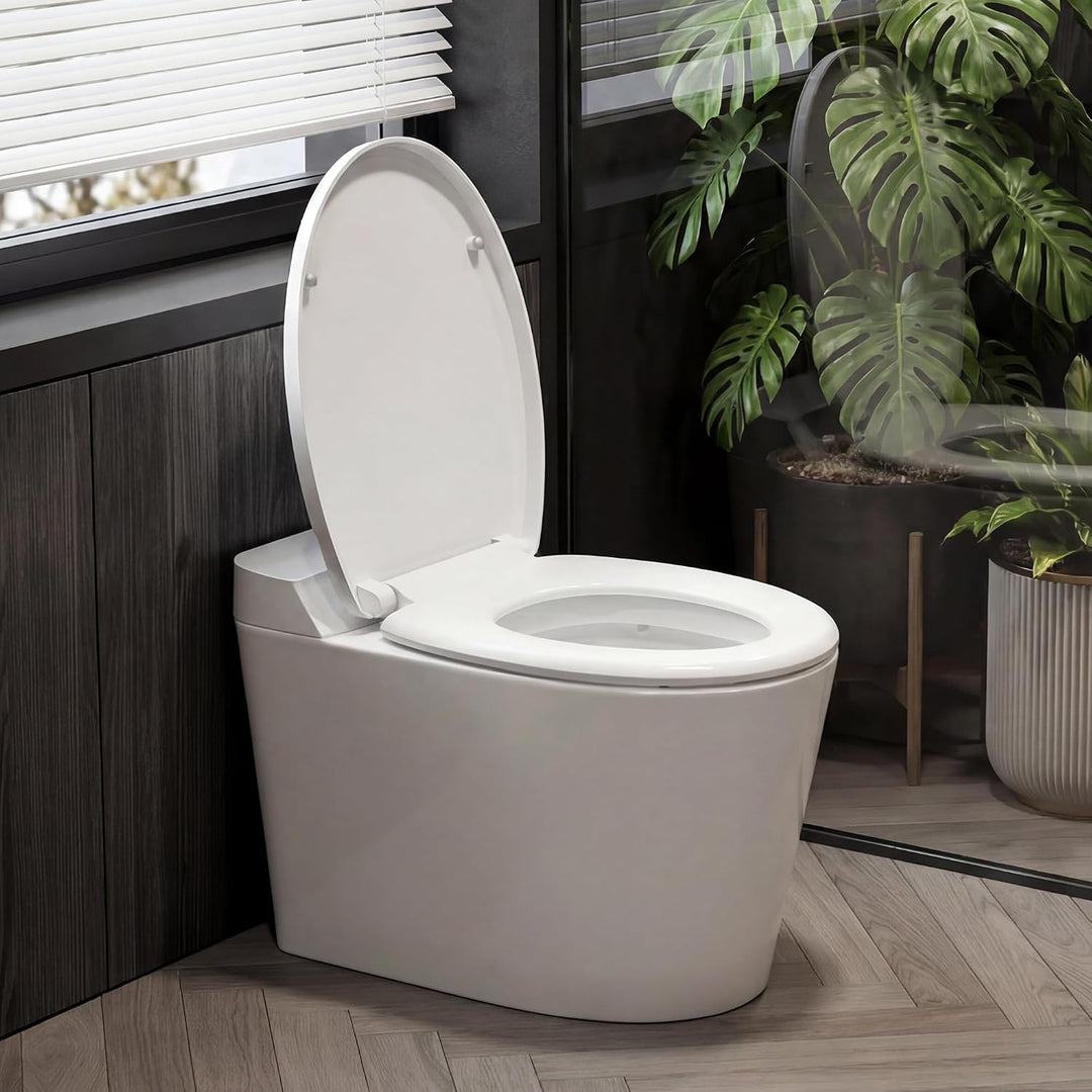 Himimi WC-Sitz mit Absenkautomatik, Quick-Release-Funktion &amp; einfacher Montage, PP O-Form Klodeckel-