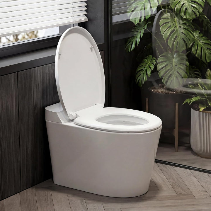 Himimi WC-Sitz mit Absenkautomatik, Quick-Release-Funktion &amp; einfacher Montage, PP O-Form Klodeckel-