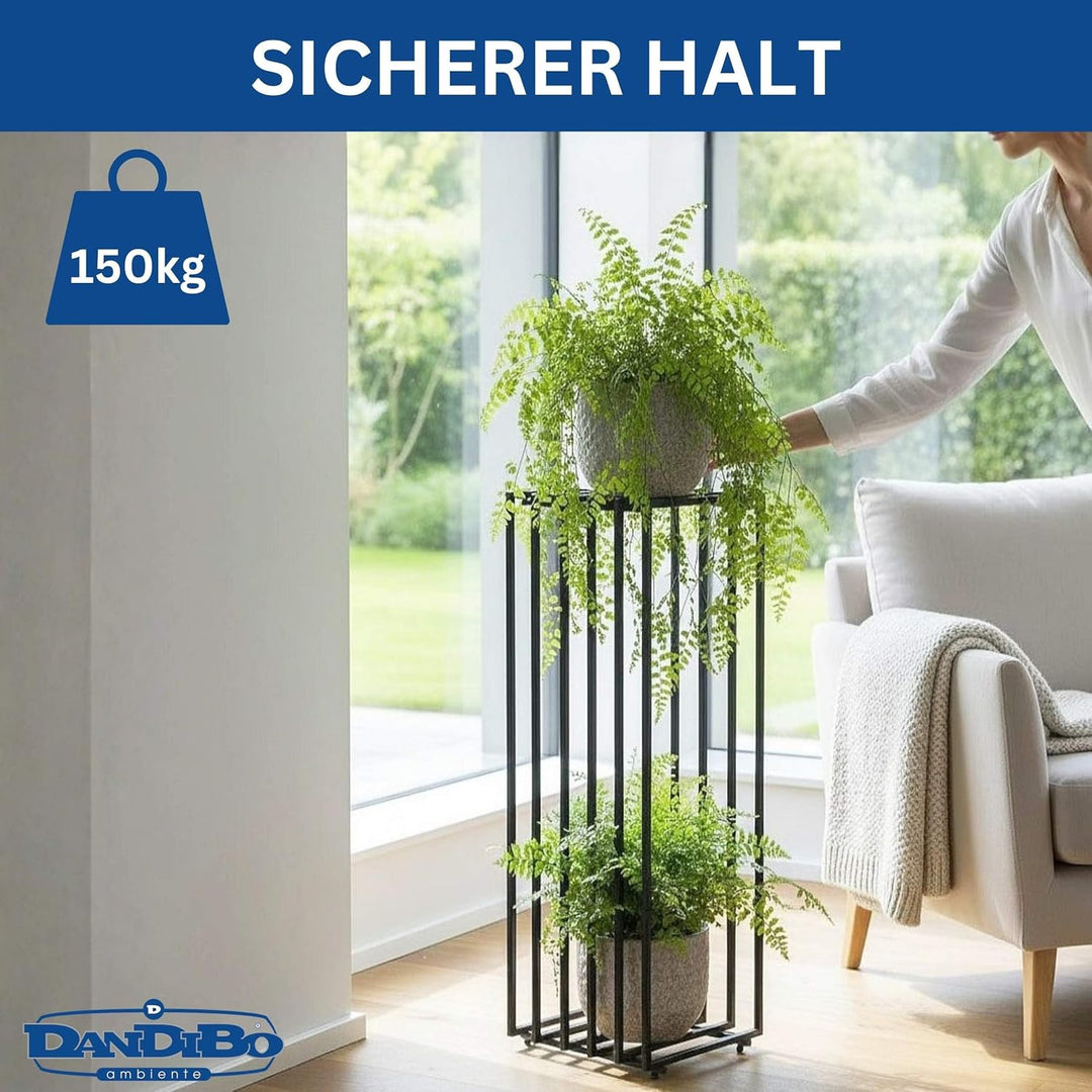 DanDiBo Blumenständer Metall Schwarz Eckig 96609 Pflanzenständer Beistelltisch Modern Design Innen O