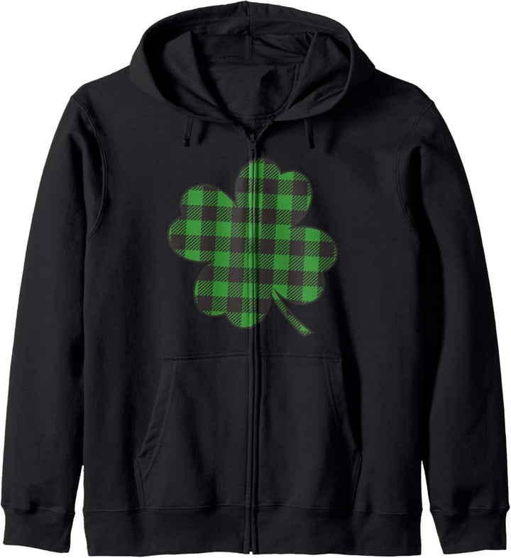 St. Patrick's Day Grün-Schwarz Plaid Irish Shamrock Kapuzenjacke