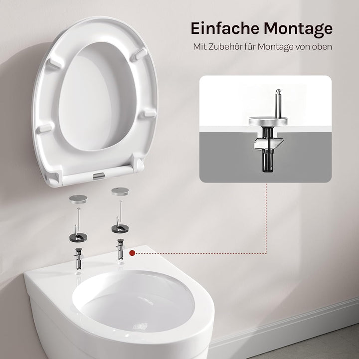 WOLTU WC Sitz mit Absenkautomatik, Toilettendeckel O-Form aus Duroplast Schmetterlingsorchidee, Schm