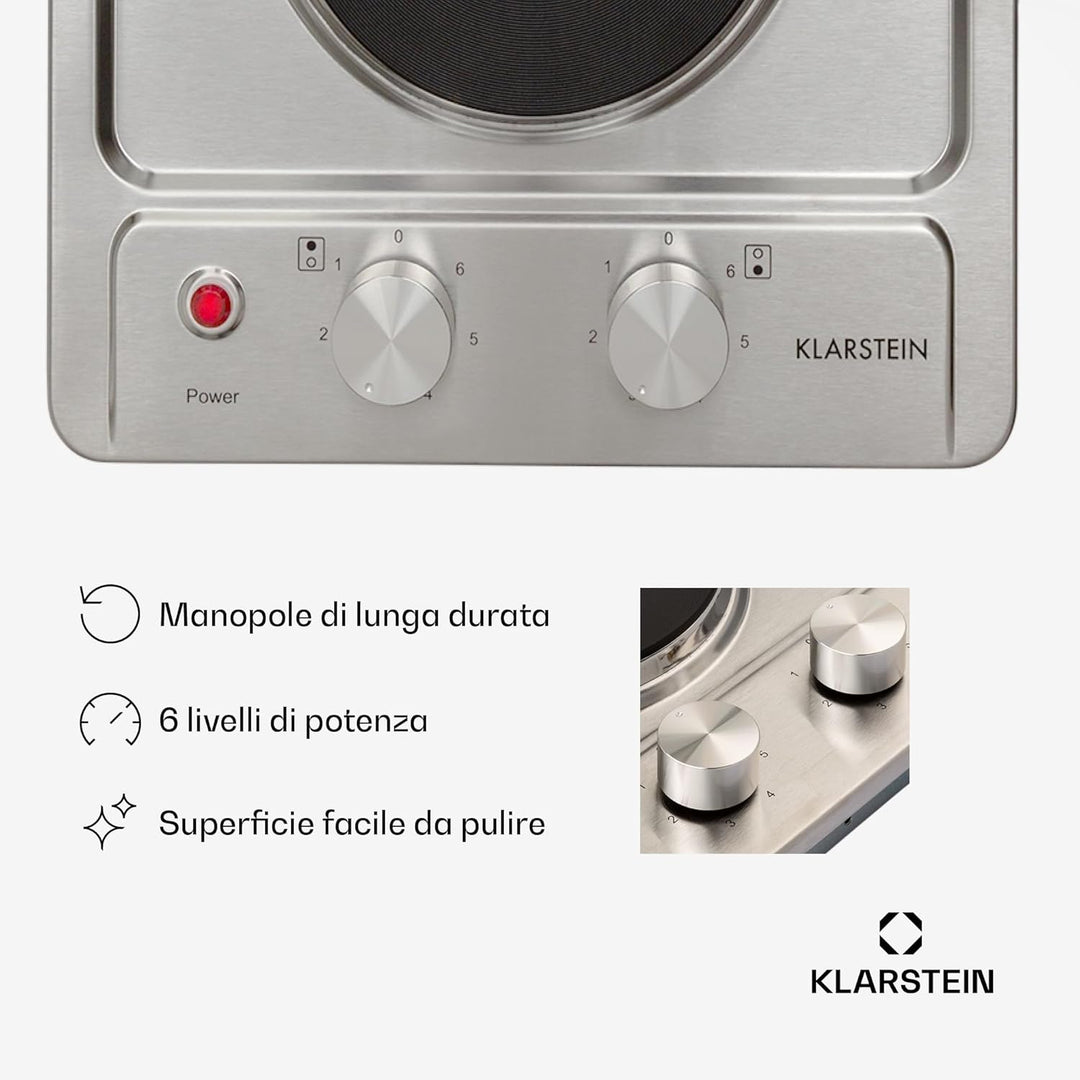 Klarstein Appetito Massekochfeld Einbau, Restwärmeanzeige, Drehknöpfe, 6 Leistungsstufen, Elektrisch