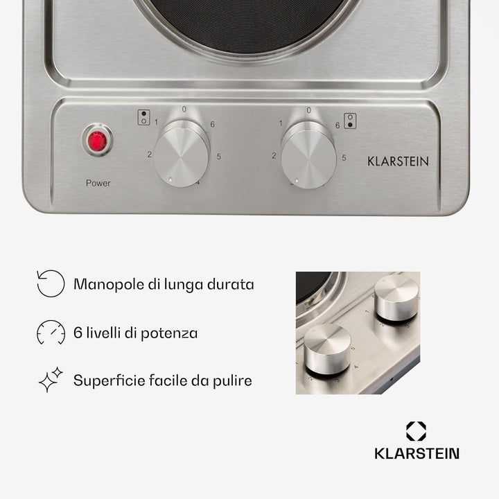 Klarstein Appetito Massekochfeld Einbau, Restwärmeanzeige, Drehknöpfe, 6 Leistungsstufen, Elektrisch