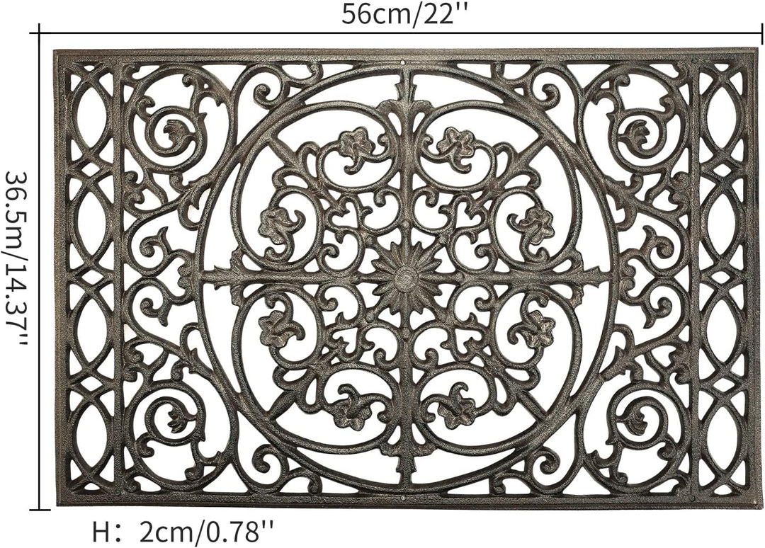 Sungmor rechteckige Fussmatte aus Gusseisen - 55,9 x 36,6 cm - haltbare, rutschfeste Fussmatte, Schu