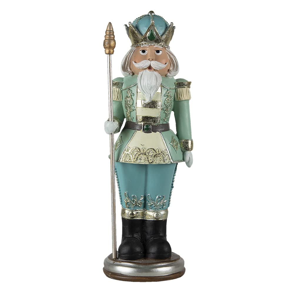 Clayre & Eef 6PR4754 Weihnachtsdeko Standbild Nussknacker Blau 11x10x32 cm