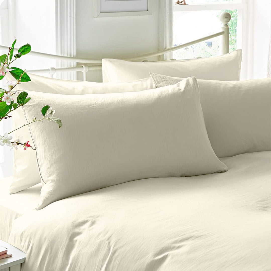 Pizuna Luxuriöser Soft-Satin 2er Pack Kissenbezug 70 x 90 cm Neu Elfenbein, 600 Fadenzahl Baumwolle