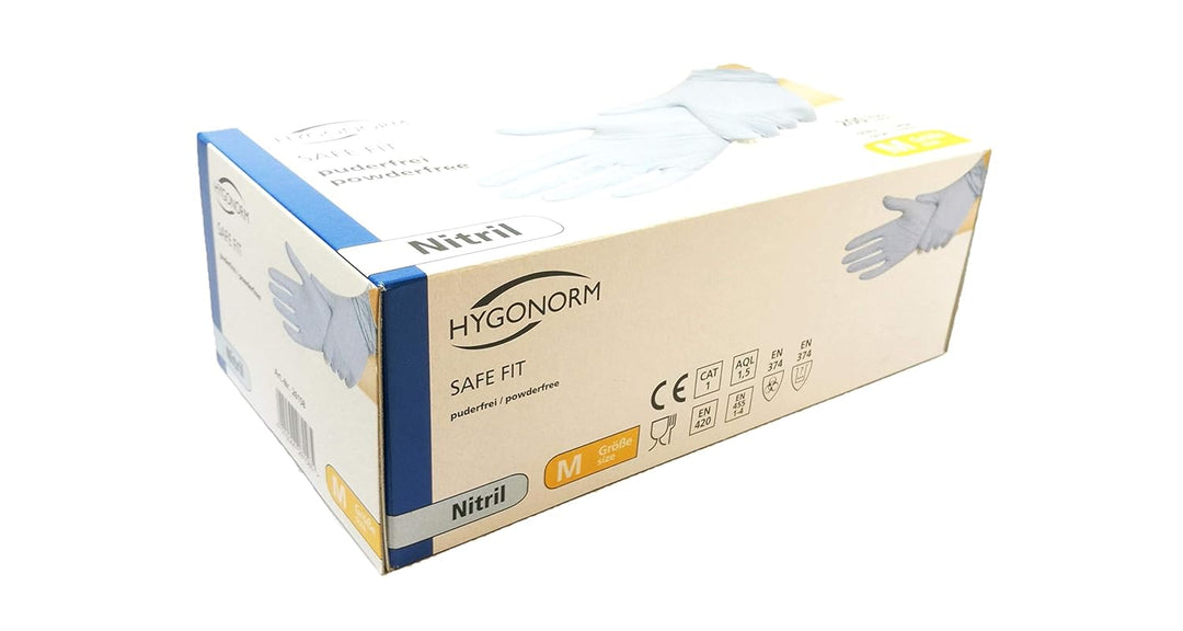 HYGONORM Nitrilhandschuh SAFE FIT blau M puderfrei 200er Box, WL48895 M Blau, M Blau