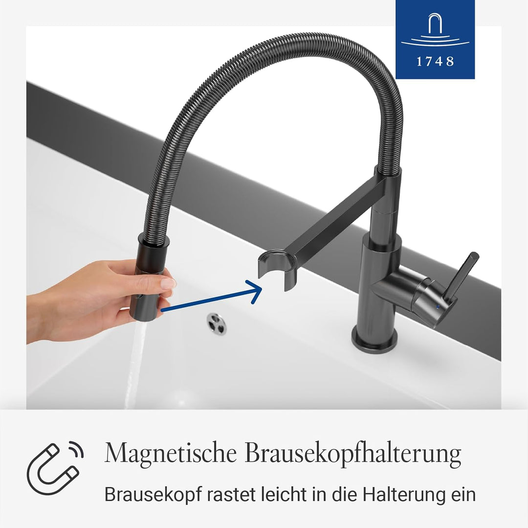 Villeroy &amp; Boch Steel Expert Compact | Hochdruck | Einhand-Küchenarmatur mit schwenkbarem Auslauf un
