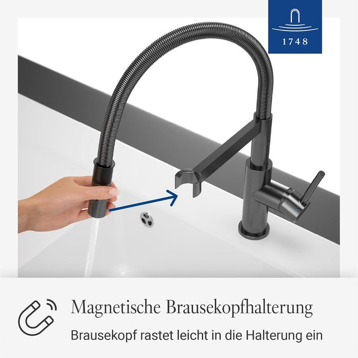Villeroy &amp; Boch Steel Expert Compact | Hochdruck | Einhand-Küchenarmatur mit schwenkbarem Auslauf un
