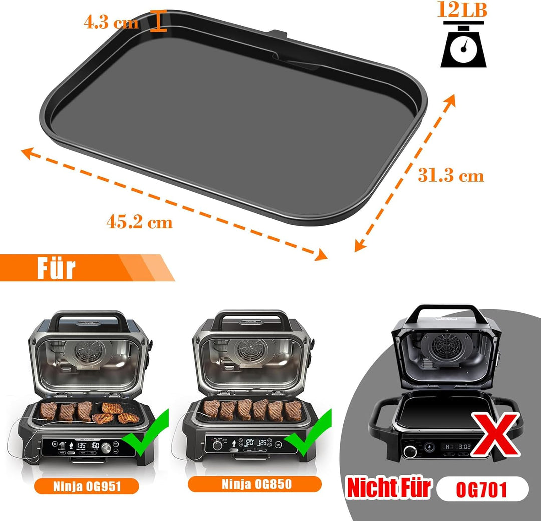 GFTIME Gusseiserne Grillplatte für Ninja Woodfire Pro XL, OG800 und OG900 Serie (OG850/OG901), Outdo