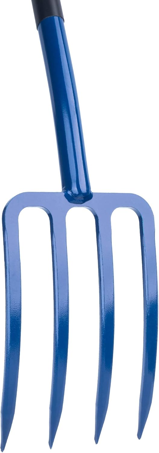 KADAX Heugabel, Grabgabel mit D-Griff, Mistgabel mit Kopf aus hochqualitativem Stahl, ergonomische G