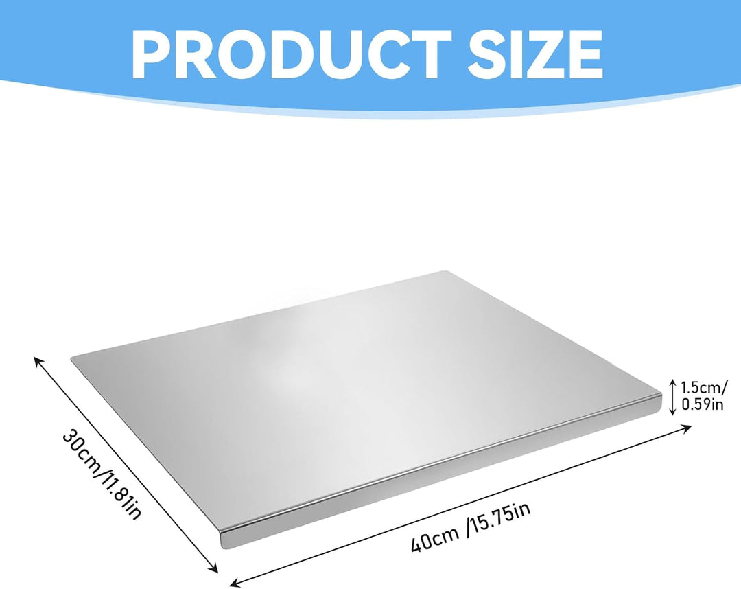 Edelstahl Schneidebrett mit Anschlagkante 30 x 40 cm Arbeitsplatte Küche Schneidbrett Stainless Stee