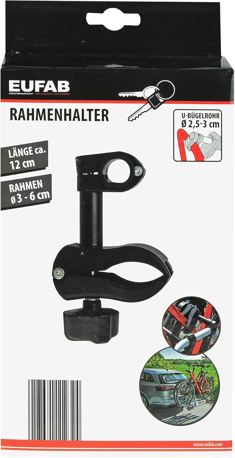 EUFAB 11232 Rahmenhalter kurz, abschliessbar, für U-Bügelrohr: Ø 2,5-3,0 cm, 12 cm Länge, 12 cm