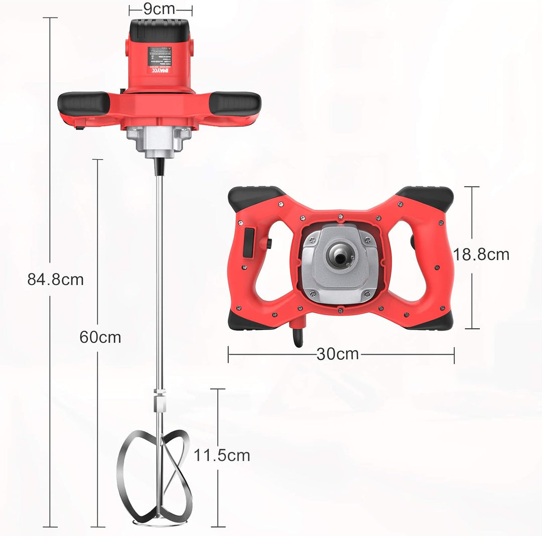 IMAYCC Mörtelrührer Rührwerk 2100W, 270-930U/min 6-Gang Einstellung Betonmischer 220V, M14 Spiralsta