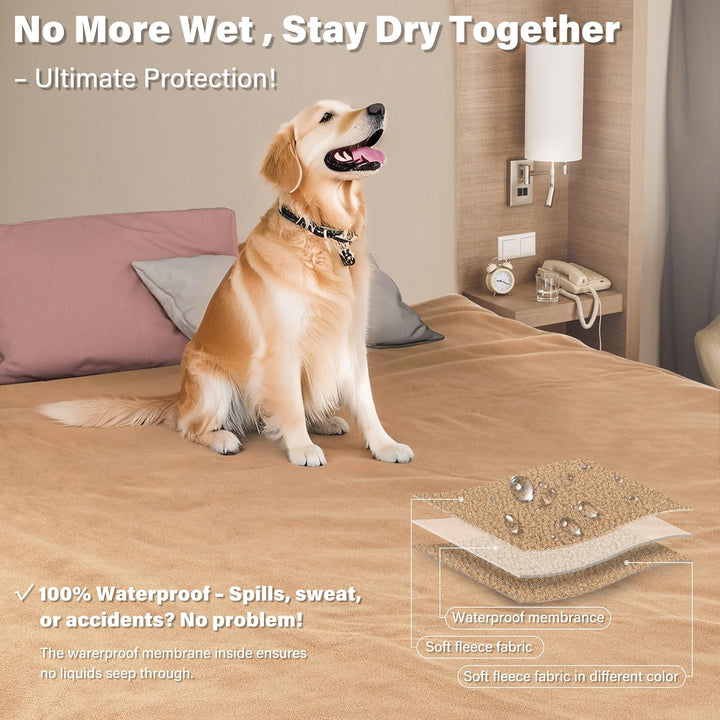 Pawsee wasserdichte Hundedecke, Haustierdecke wasserdichte Decke Sofa Welpe Katze Fleece Überwurf Be