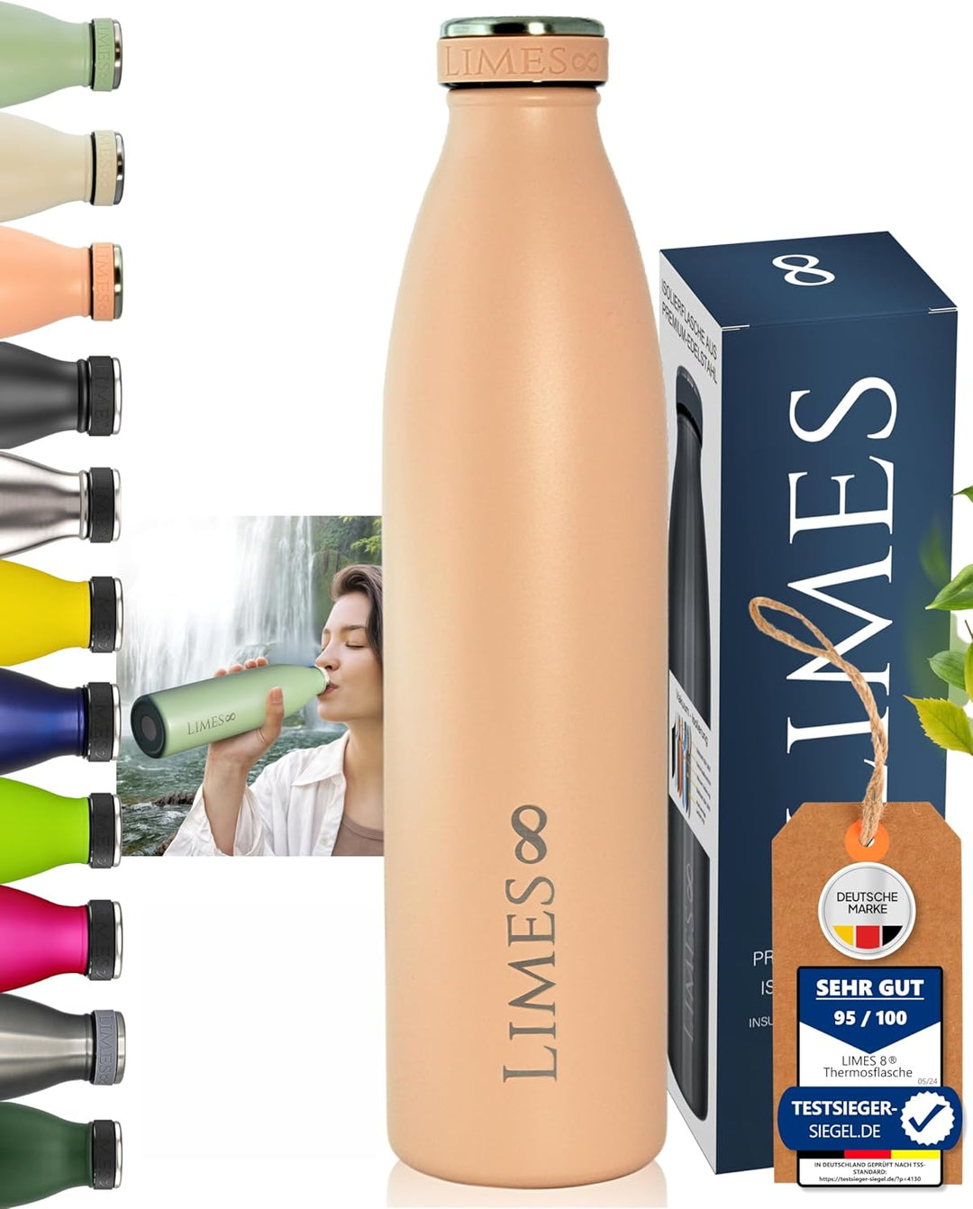 Thermosflasche Edelstahl 1L [HEIss & KALT] – 5-fach vakuumisolierte Trinkflasche – Auslaufsichere &