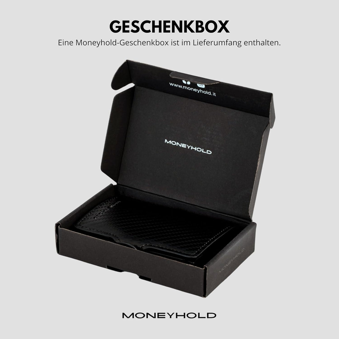 Moneyhold® Slim Wallet - Kartenetui Herren - Mini Geldbörse Herren auch mit Münzfach - Karten Portem