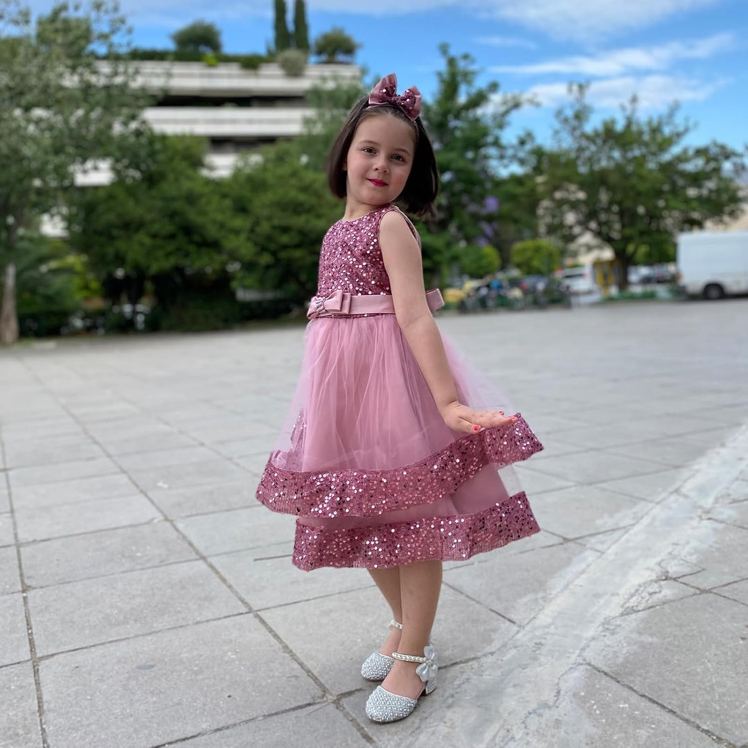 Miipat Baby Mädchen Kleid Prinzessin Tüll Pailletten Partykleid Ärmellos Tutu Blumenmädchenkleider f