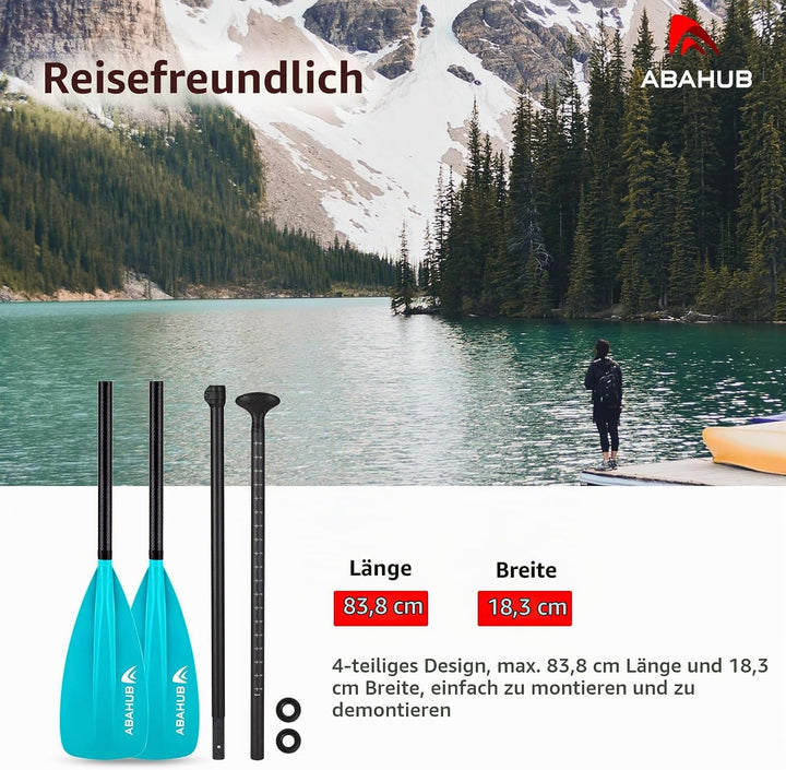 Abahub 4 teilig Carbon SUP Kajak Paddel, 2 in 1 verstellbare Stand up Paddleboard Paddel, leichte Ca