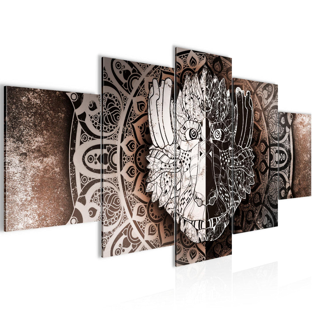 Runa Art Wandbilder Mandala Abstrakt 5 Teilig Bild auf Vlies Leinwand Deko Wohnzimmer Schlafzimmer K