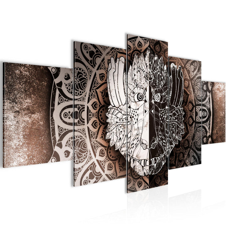 Runa Art Wandbilder Mandala Abstrakt 5 Teilig Bild auf Vlies Leinwand Deko Wohnzimmer Schlafzimmer K