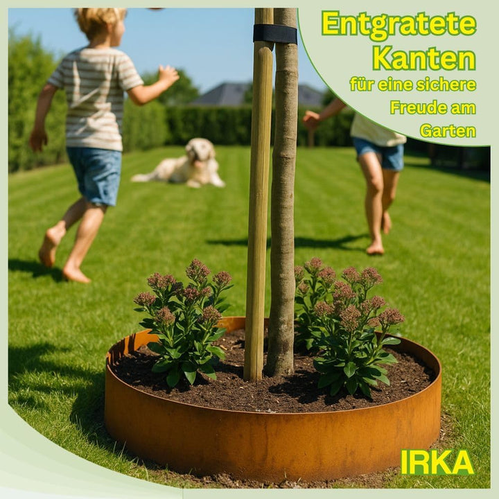 IRKA Rasenkantenband Cortenstahl Garten 20 cm x 10m x 1mm | Cortenstahl Rasenkante Rost mit Versteif