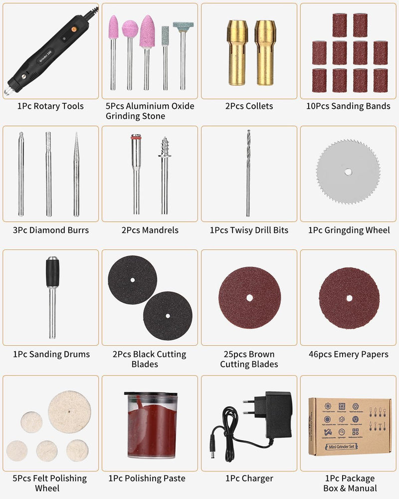 Multifunktionswerkzeug, Rotationswerkzeug Set mit 104 Zubehör,5 Einstellbare Geschwindigkeiten, Mini