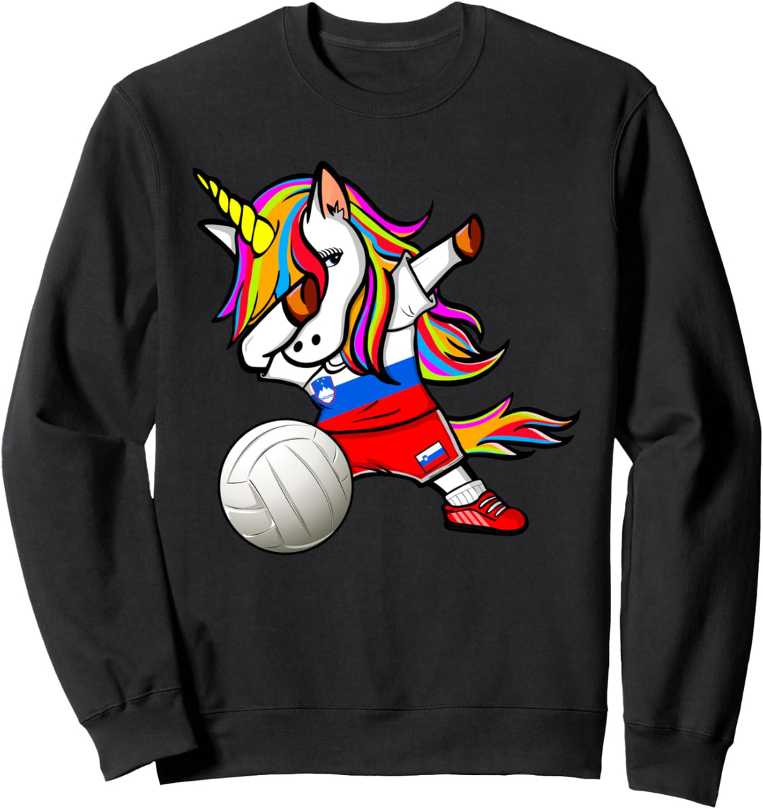 Dabbing Einhorn Slowenien Volleyball - Slowenische Flagge Sweatshirt