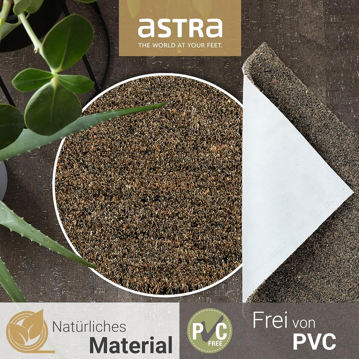 Astra Moderne Fussmatte Haustür - Kokosmatte 2er Set 45x75cm grau - rutschfeste Schmutzfangmatte rob