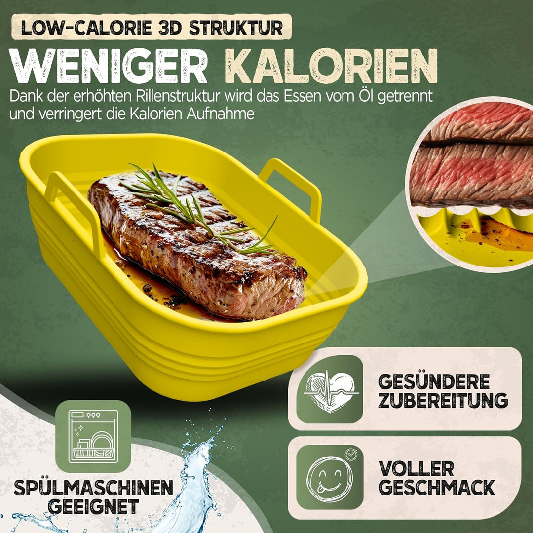 2x Set Silikonform Faltbar für Airfryer, Heissluftfritteuse, BPA-FREI | Zubehör Ninja Foodi Max Dual