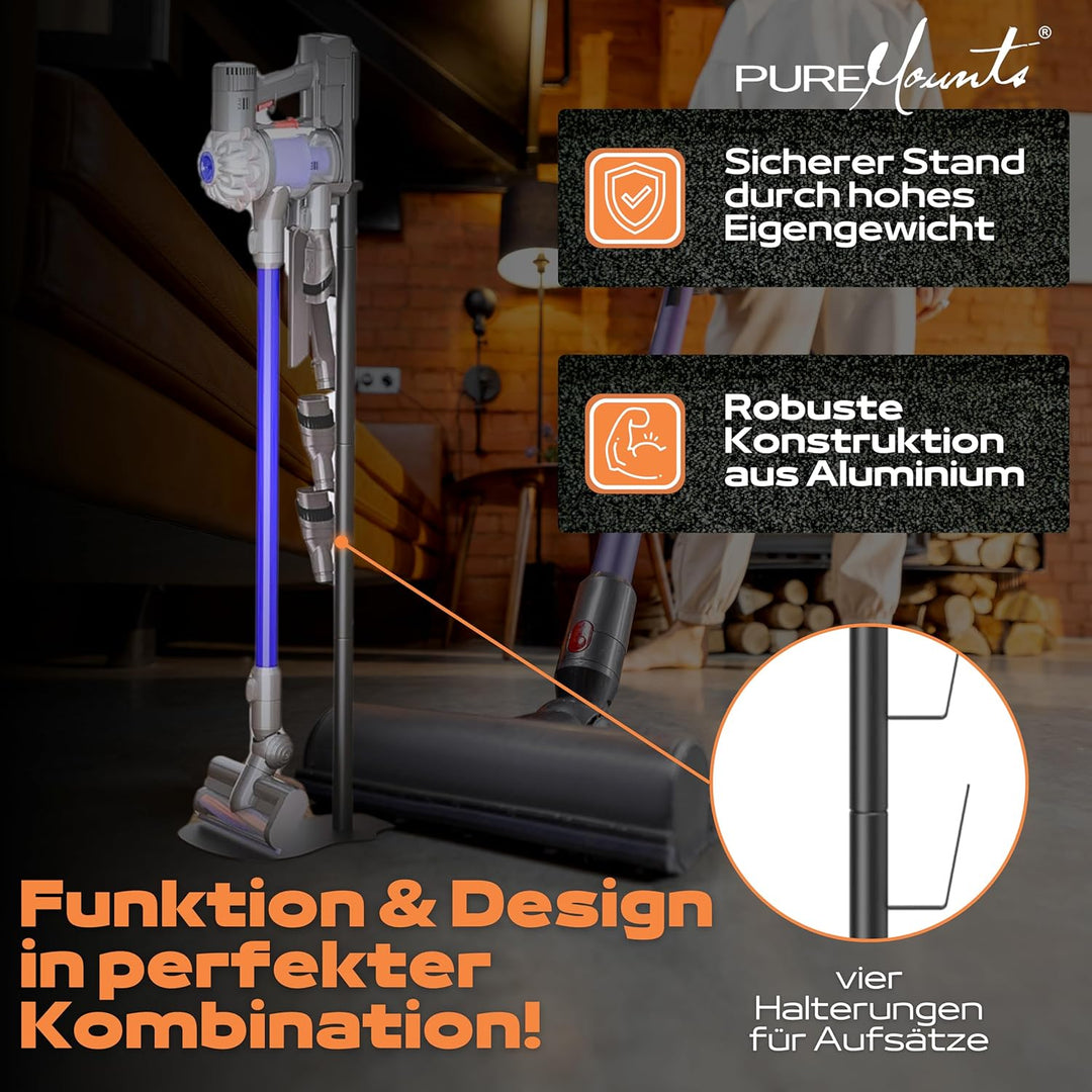 PureMounts Staubsauger Ständer Halterung universal kompatibel mit Dyson, Philips, Samsung, Bosch, Mi