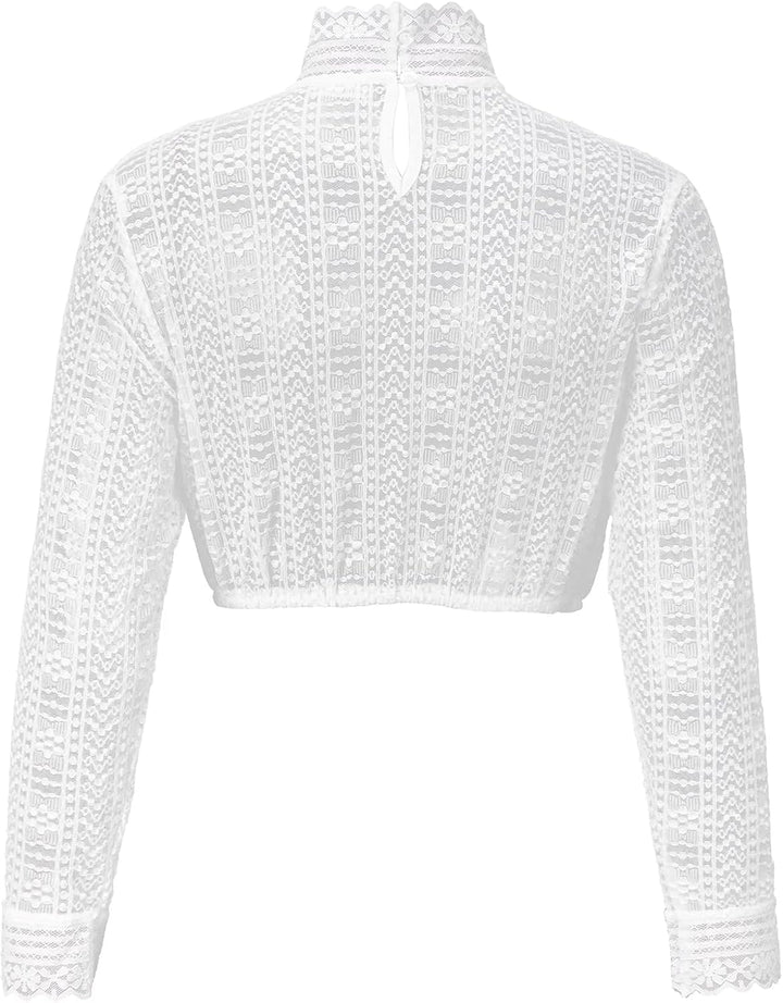 Kelliar Dirndlbluse Damen Trachtenbluse Creme Dirndl Bluse für Bavarian Oktoberfest 34 Creme-57, 34