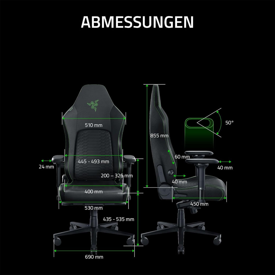 Razer Iskur V2 - Gaming-Stuhl mit adaptiver Lordosenstütze (Polster aus hoch verdichtetem Schaumstof