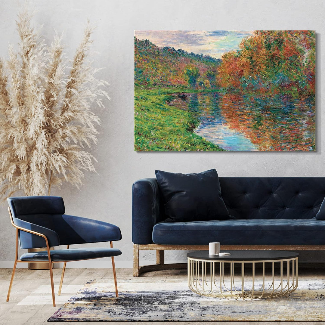 Printed Paintings Leinwand (120x80cm): Claude Monet - Der Arm von Jeufosse, Herbst 120x80 cm, 120x80