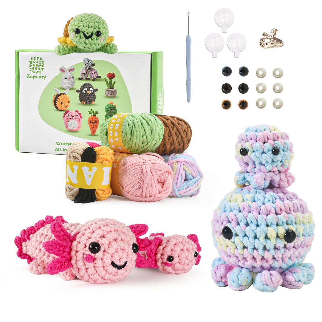 ElysiumEq Häkelset für Anfänger, Amigurumi Häkelset Tiere Crochet Kit, Alles in Einem Häkeln für Anf
