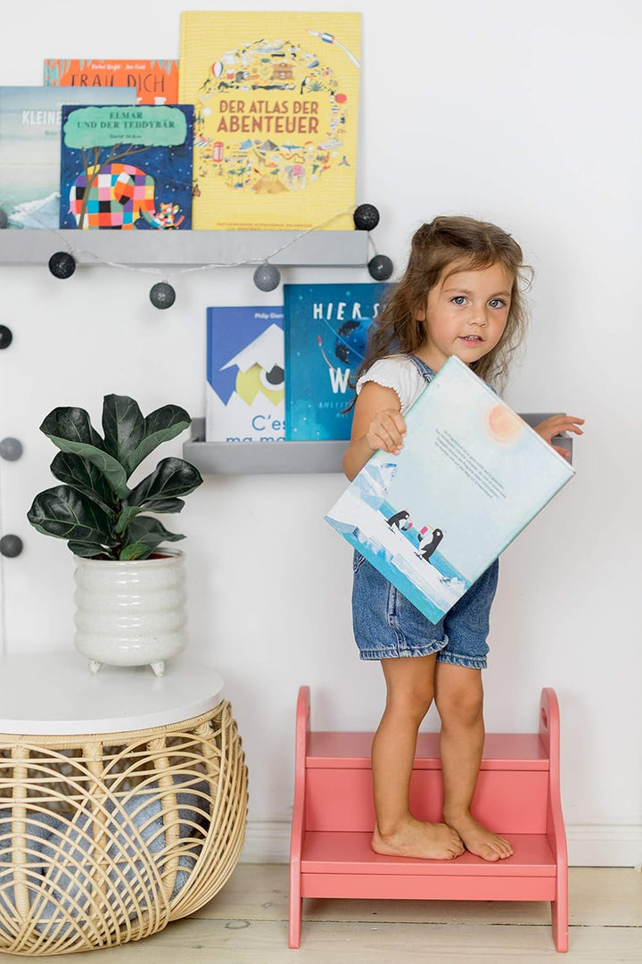 Kindsgut Holztritt, Tritt-Hocker mit 2 Stufen ideal für Kinder, dezente Farben und hochwertige Quali