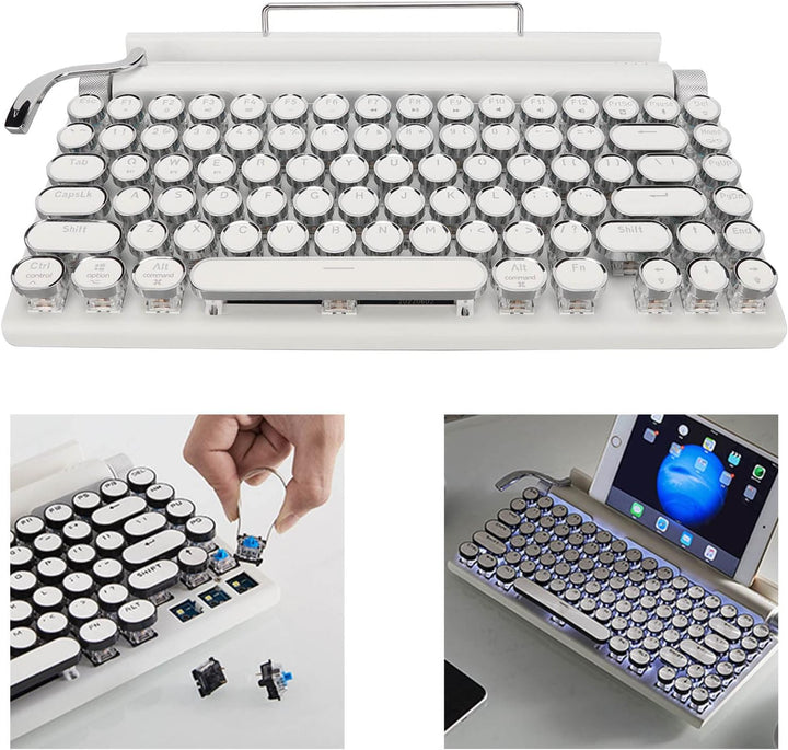 Sxhlseller Schreibmaschinen mechanische Tastatur, Retro Punk Gaming Tastatur, Blue Switch Mechanisch