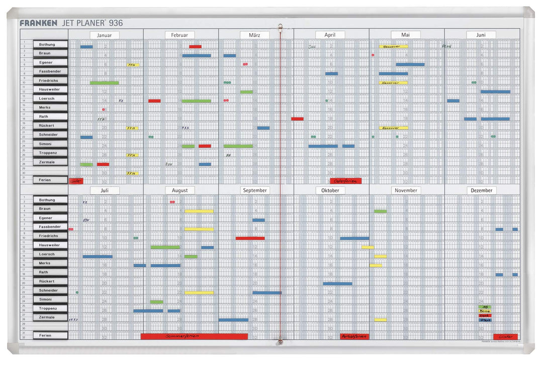 Franken GmbH SJP936 - Jahresplaner maximal 32 Positionen (12 Monate x 31 Tage mit Zubehör) 60 x 90 c