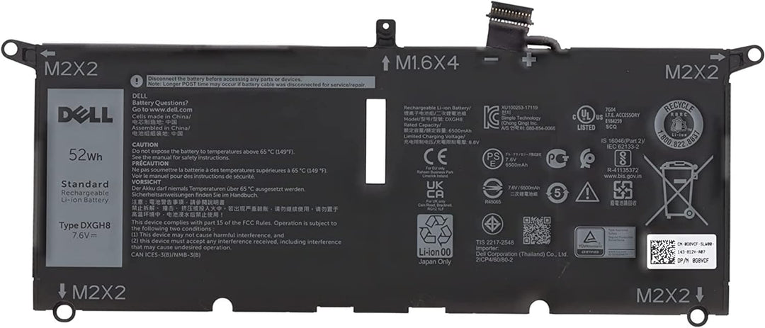 Dell Akku 52 Wh 4 Zellen 6500 mAh XPS 13 9305 9370 9380 7390 Inspiron 7400 5391 5390 7490 7390 7391