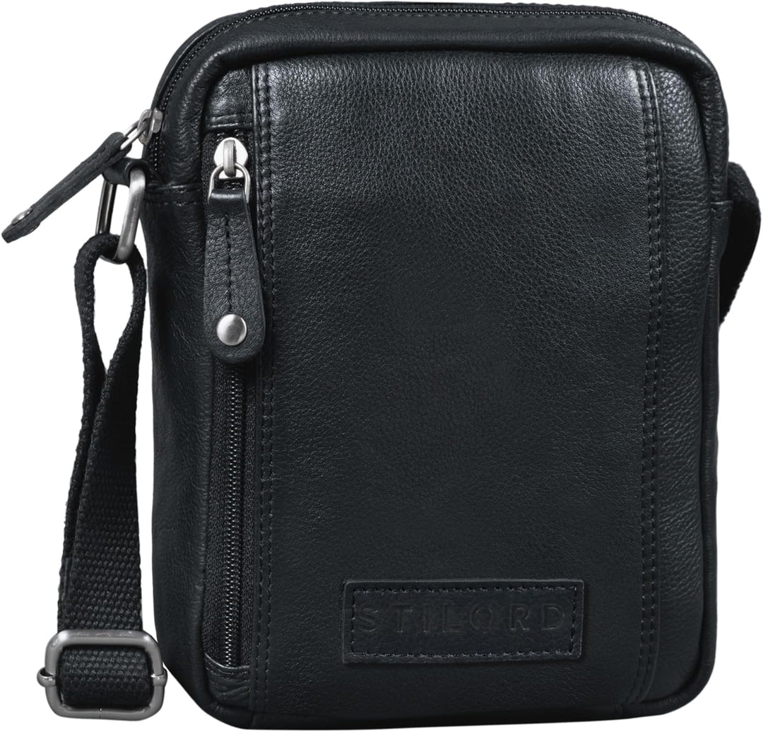 STILORD 'Brandon' Herrentasche Leder Braun Umhängetasche klein Schultertasche Männer 7 Zoll Tablet H
