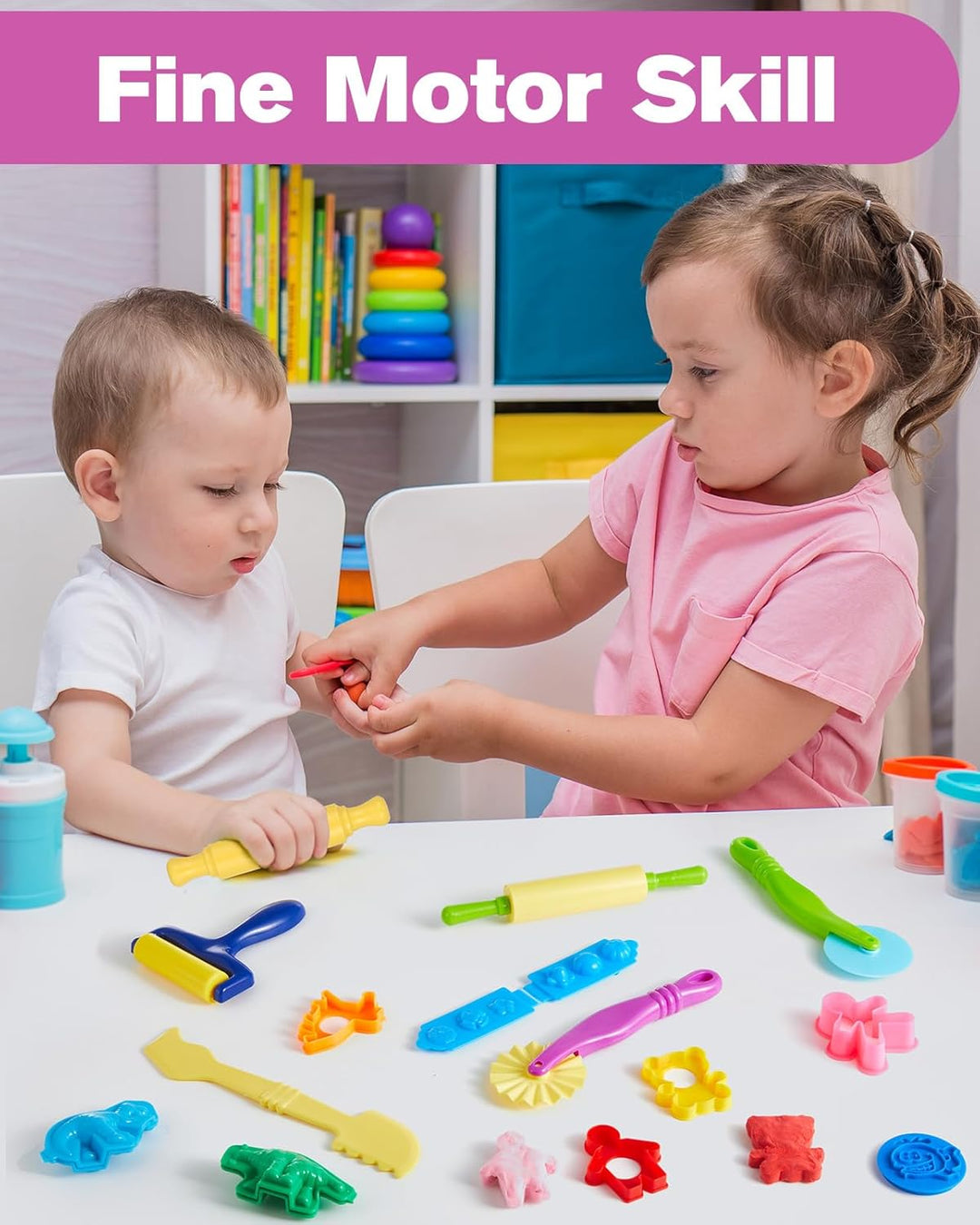 Lictin Knete Zubehör, 44 Stück Knete Set Knetwerkzeug für Kinder, Play Doh ZubehörModellierung von T