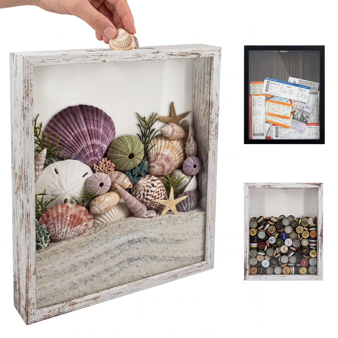 GraduationMall 28x35cm 3D Bilderrahmen für Tickets Shadow Box mit Slot,Rahmen zum Befüllen Speicherb