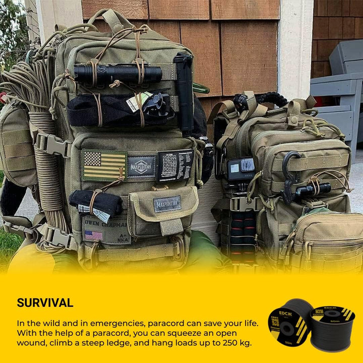 Paracord 4 mm, 20+ Militärfarben (15 m, 30 m, 50 m, 100 m, 300 m) | Ideal zum Basteln, Camping, Outd