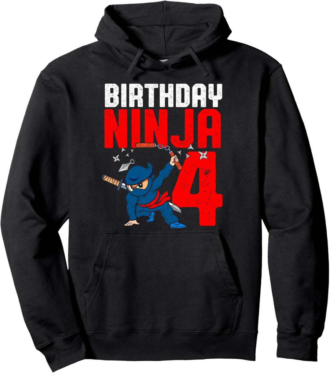 Ninja Geburtstag Party 4 Jahr alt 4. Thema Jungen Mädchen Pullover Hoodie