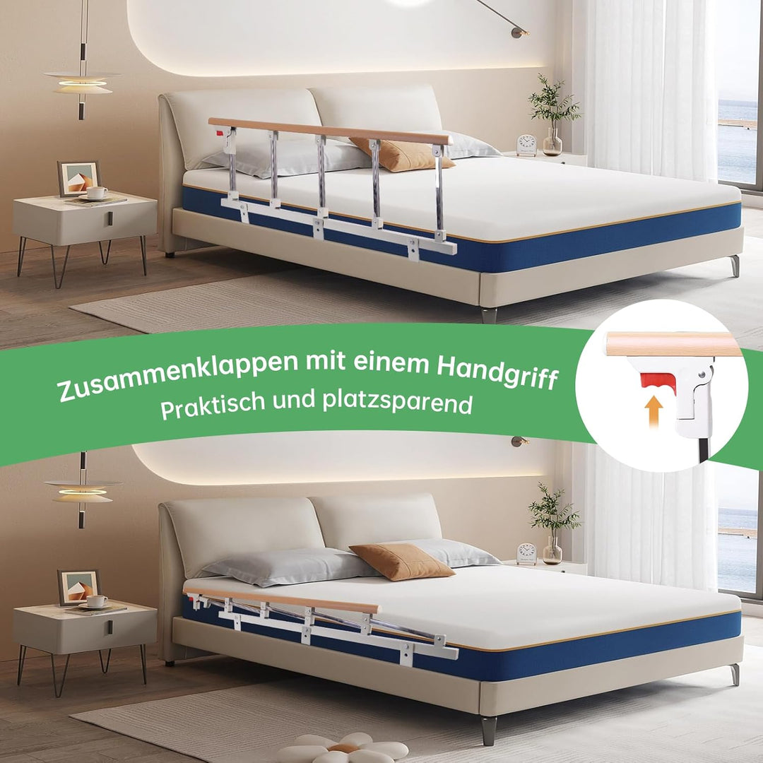 GRLEAYIE Faltbare Tragbare Sicherheits Bettschutzgitter Schutzgitter, herunterklappbarer Handlauf, B