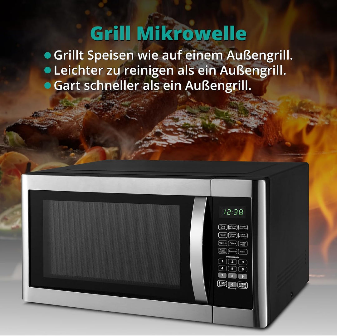 SMETA Mikrowelle Gross 42 liter, Mikrowelle mit Grill, 1100W Mikrowelle & 1400W Grill, 11 Leistungss