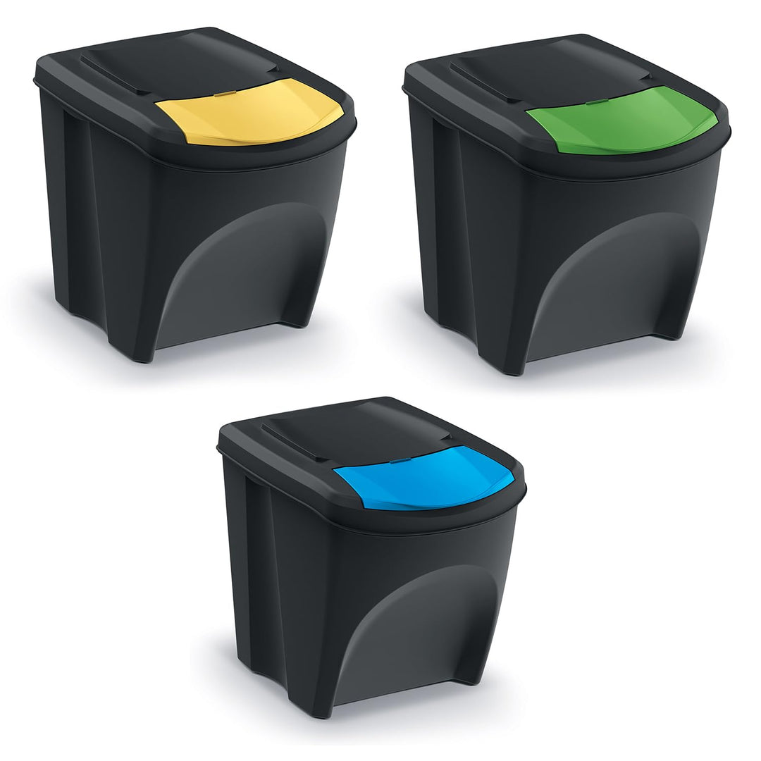 Keden Sortibox Mülltrennsystem 3x25L Set Mülltrennungsbehälter Recycling Recyclingbehälter Abfallsor