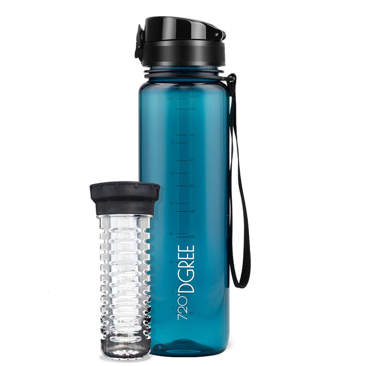 720°DGREE Trinkflasche “uberBottle“ 350ml, 500ml, 650ml, 1l softTouch +Früchtebehälter - Auslaufsich